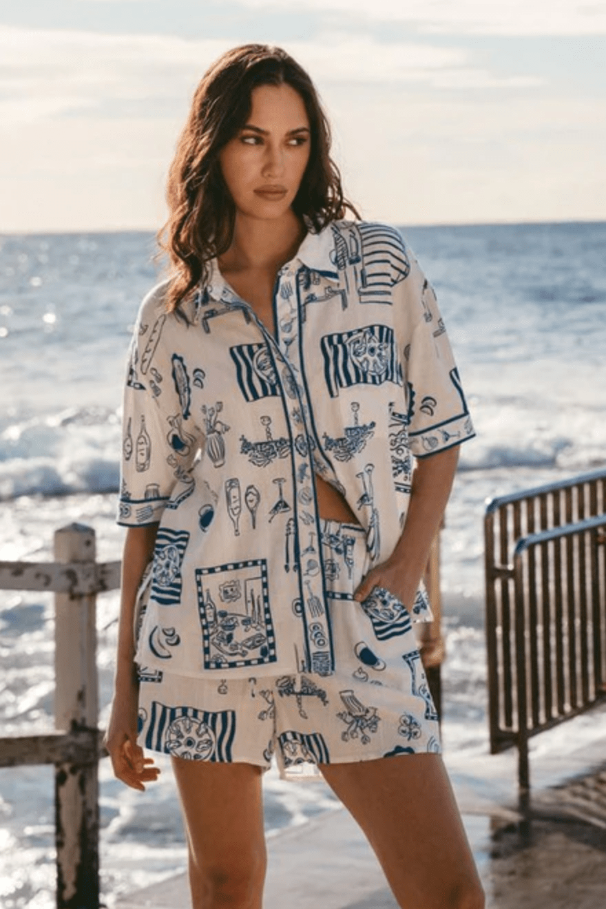 White Closet White Closet Chantal Shirt & Short Set White Closet Chantal Shirt & Short Set Splash Swimwear