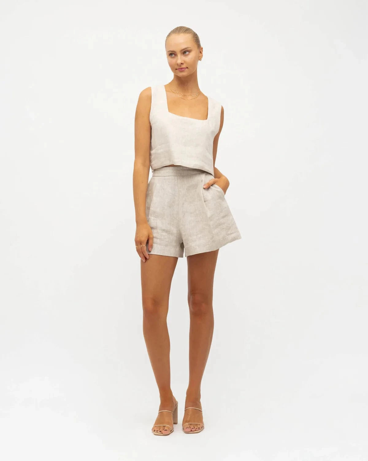 White Closet White Closet Linen Co-ord Shorts White Closet Linen Co-ord Shorts Splash Swimwear Shorts