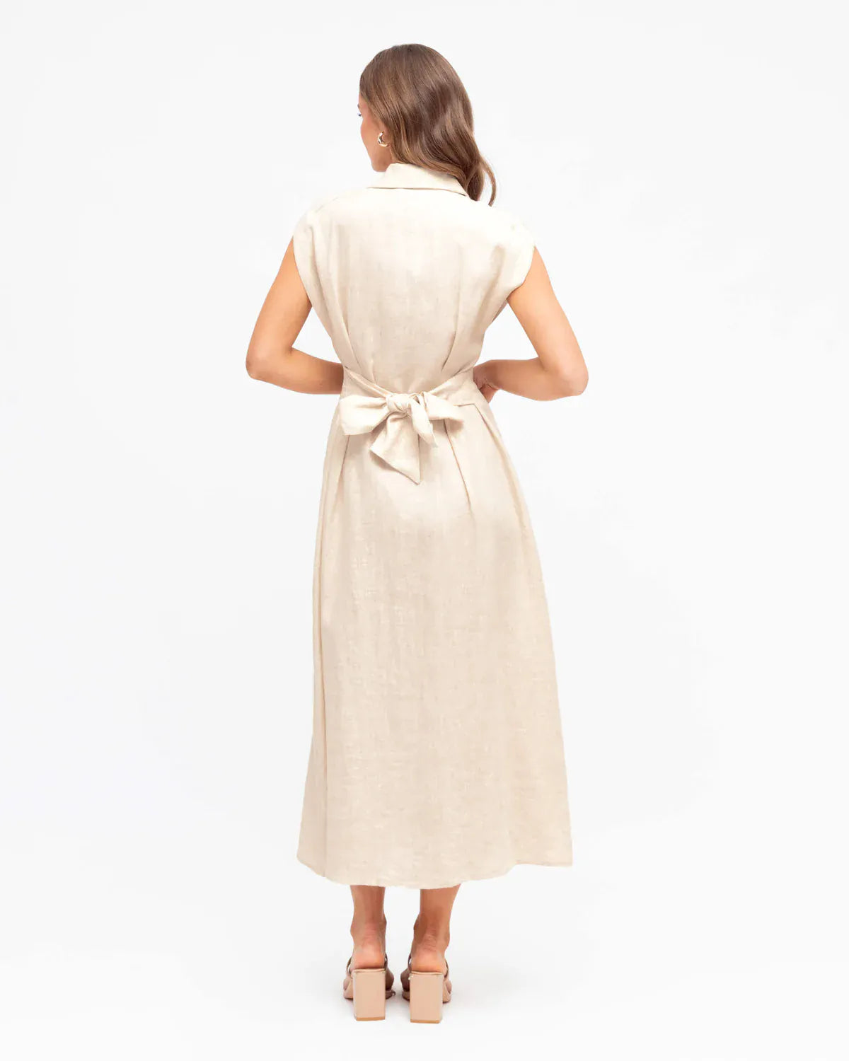 White Closet White Closet Linen Collared Midi Shirt Dress - Oatmeal White Closet Linen Collared Midi Shirt Dress - Oatmeal Splash Swimwear Dresses