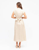 White Closet White Closet Linen Collared Midi Shirt Dress - Oatmeal White Closet Linen Collared Midi Shirt Dress - Oatmeal Splash Swimwear Dresses
