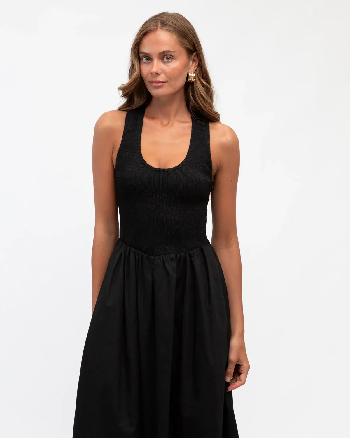 White Closet White Closet Shirred Raceback Dress  - Black White Closet Shirred Raceback Dress  - Black Splash Swimwear Dresses