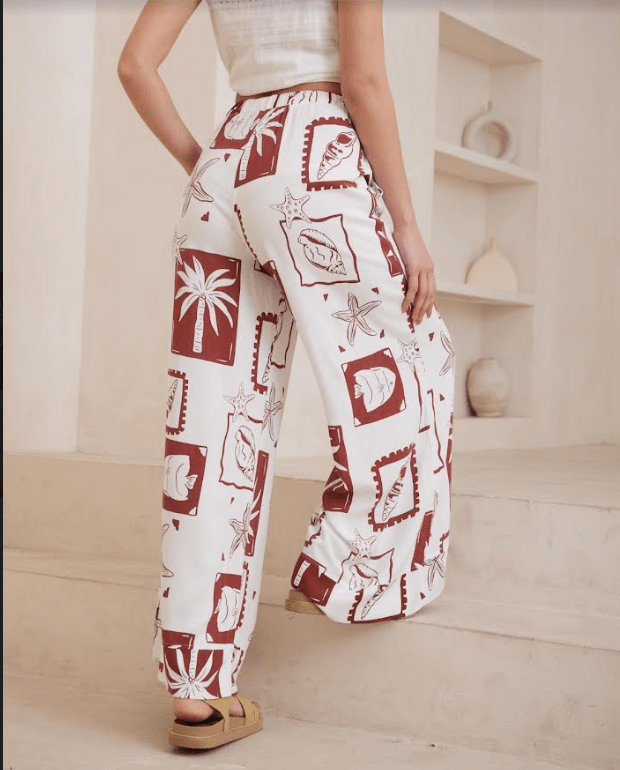 Sea Shells Elastic Wide Leg Pant - WITS The Label - Splash Swimwear  - new, pants, wits the label, Womens, womens clothing, Womens Pants - Splash Swimwear 