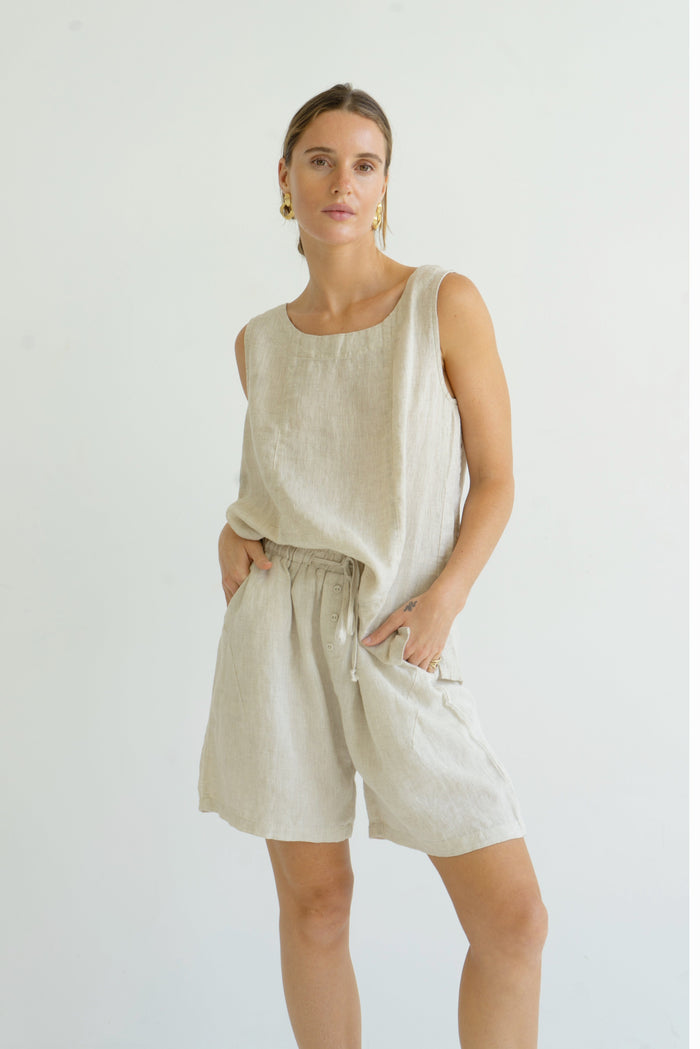 Worthier The Label Eleanor Linen Vest - Beige Eleanor Linen Vest - Beige Splash Swimwear