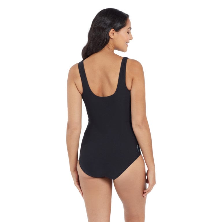 Zoggs Macmasters Scoop Back One Piece - Black/Blue/Grey Splash Swimwear One Pieces