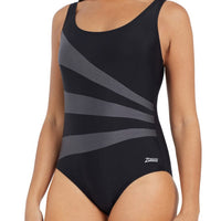 Zoggs Sandon Scoopback One Piece - Black Splash Swimwear One Pieces