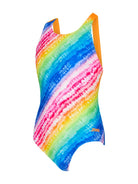 Zoggs Zoggs Girls Flyback One Piece - Rainbow Ripple Zoggs Girls Flyback One Piece - Rainbow Ripple Splash Swimwear Swim Girls