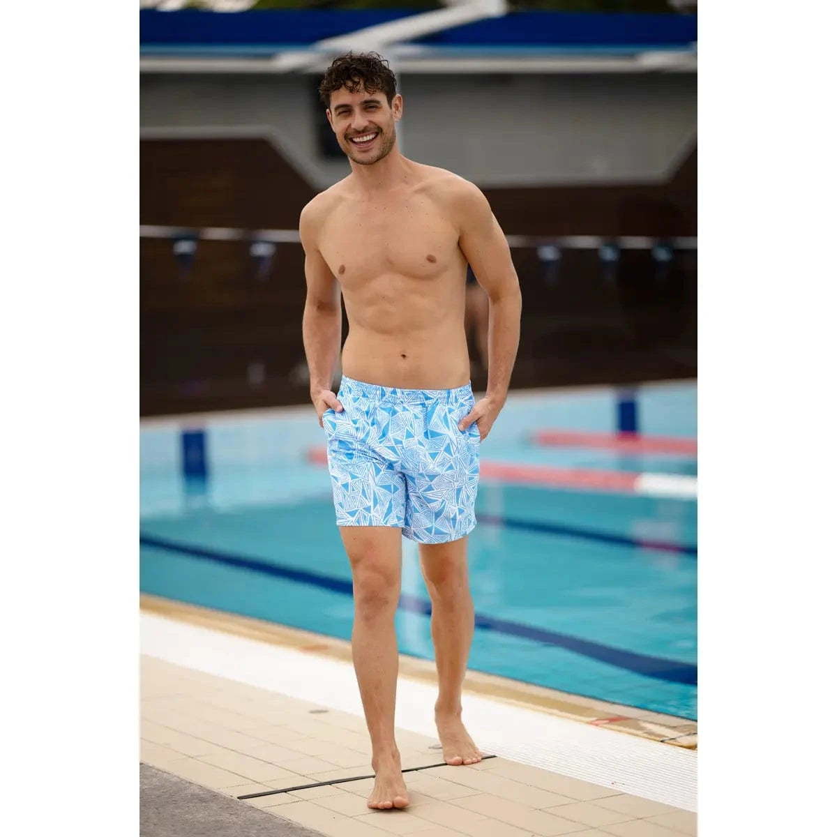 Zoggs Zoggs Mens 16 Inch Water Shorts - Geometric Zoggs Mens 16 Inch Water Shorts - Geometric Splash Swimwear Mens