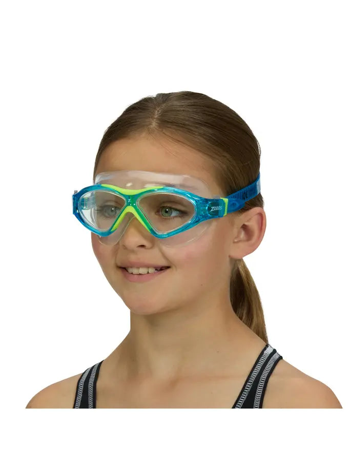Zoggs Zoggs Super Seal Junior Mask - 6-14yrs - Light Blue/Yellow Clear Lens 461346 Zoggs Phantom Junior Mask Splash Swimwear Goggles 194151221817