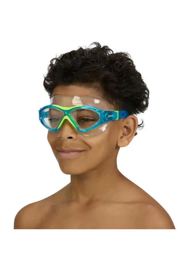 Zoggs Zoggs Super Seal Junior Mask - 6-14yrs - Light Blue/Yellow Clear Lens 461346 Zoggs Phantom Junior Mask Splash Swimwear Goggles 194151221817