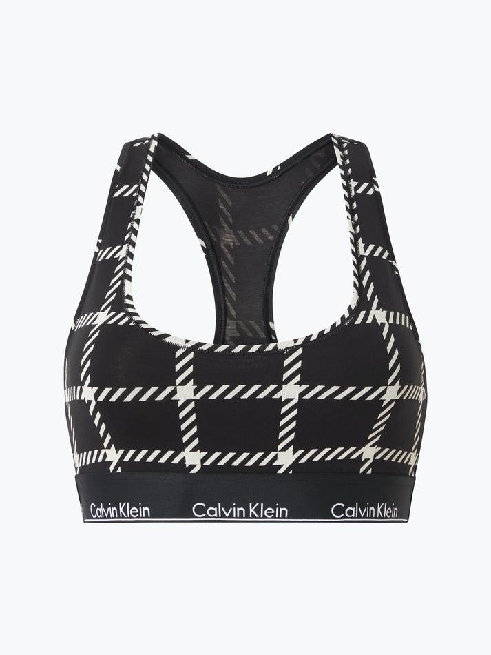 Modern Cotton Bralette - Window Pane/ Black - Calvin Klein - Splash Swimwear  - calvin klein, Dec21, lingerie, SALE - Splash Swimwear 