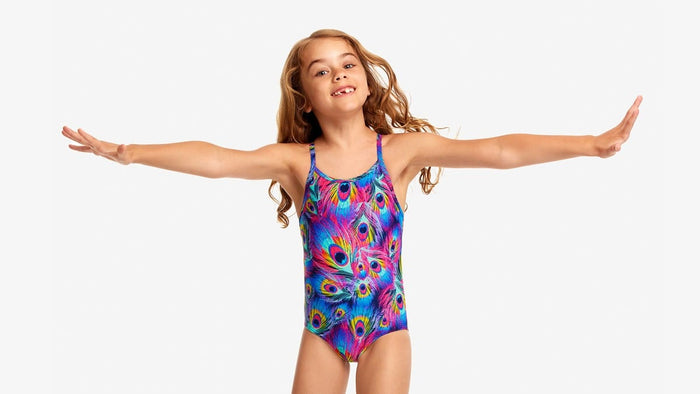 Toddler Girls Printed One Piece - Peacock Paradise - Funkita Girls - Splash Swimwear  - funkita girls, girls 00-7, Girls one piece, new arrivals, new girls, new swim, Oct22 - Splash Swimwear 