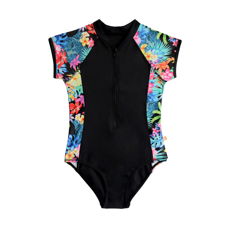 Island Girl Short Sleeve Surfsuit - Tahiti - Salty Ink - Splash Swimwear  - girls 8-16, June22, new arrivals, new kids, new swim, salty ink - Splash Swimwear 