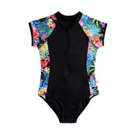 Island Girl Short Sleeve Surfsuit - Tahiti - Salty Ink - Splash Swimwear  - girls 8-16, June22, kids, salty ink - Splash Swimwear 