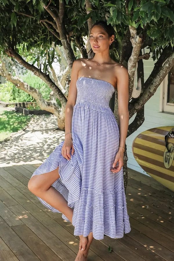 Summer Stripe Sunshine Maxi - Blue - Sunseeker - Splash Swimwear  - dress, Maxi Dress, Oct22, Sunseeker - Splash Swimwear 