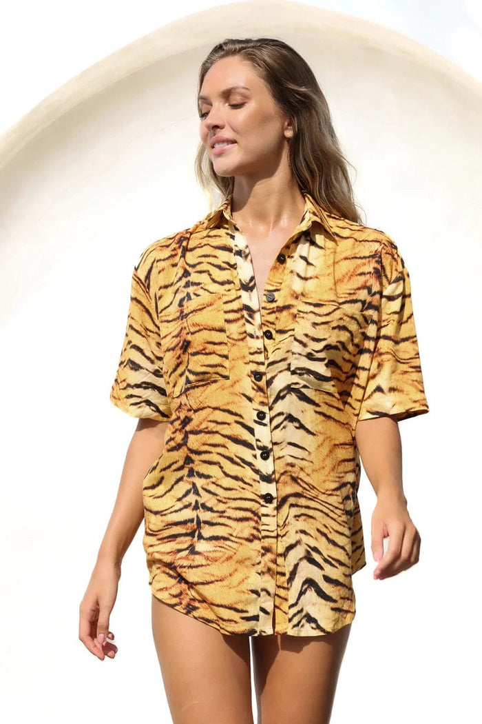 Tora Aveline Shirt - Amber - Tigerlily - Splash Swimwear  - Nov22, SALE, Shirt, Tigerlily, women shirt - Splash Swimwear 