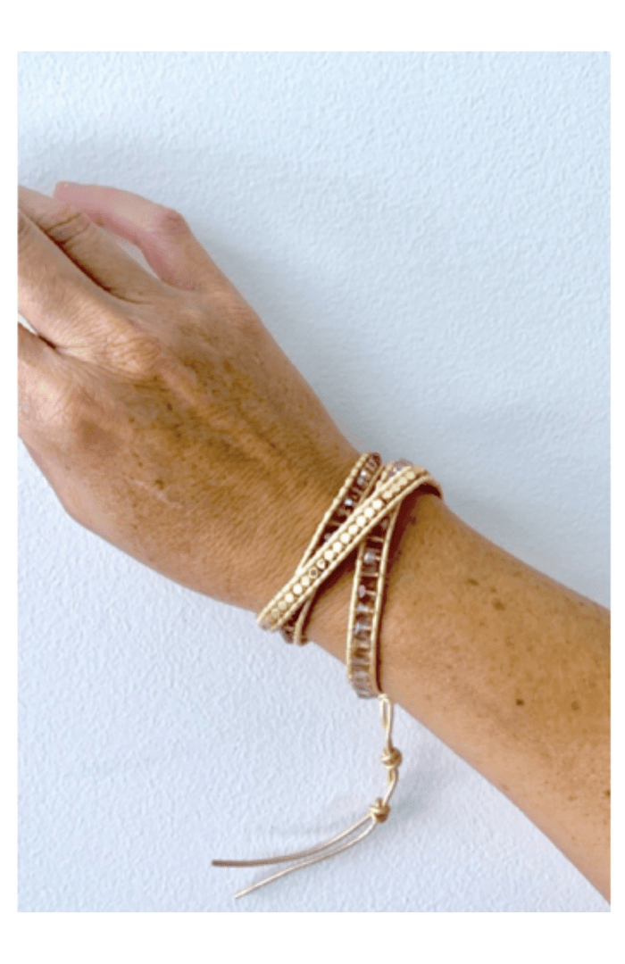 Rich Gold & Crystals Three Wrap Bracelet - Noosa Living - Splash Swimwear  - accessories, bracelet, jewellery, new arrivals, Noosa Living, Oct22 - Splash Swimwear 