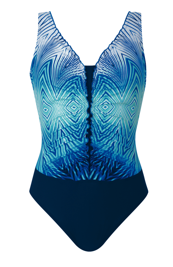 Blue Diamond Print One Piece - Sunflair - Splash Swimwear  - d-g, Nov22, One Pieces, sunflair, Womens, womens swim - Splash Swimwear 