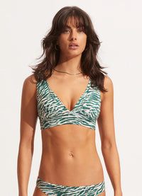 Wild At Heart V Neck Crop Top - Evergreen - Seafolly - Splash Swimwear  - Aug22, Bikini Tops, SALE, Seafolly, women swimwear - Splash Swimwear 
