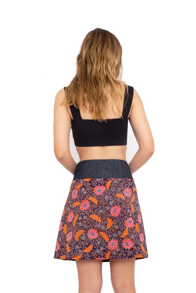 New Energy Reversible Skirt - Bali Purple / Ginko Flower Red - OM Designs - Splash Swimwear  - OM Designs, Skirts - Splash Swimwear 