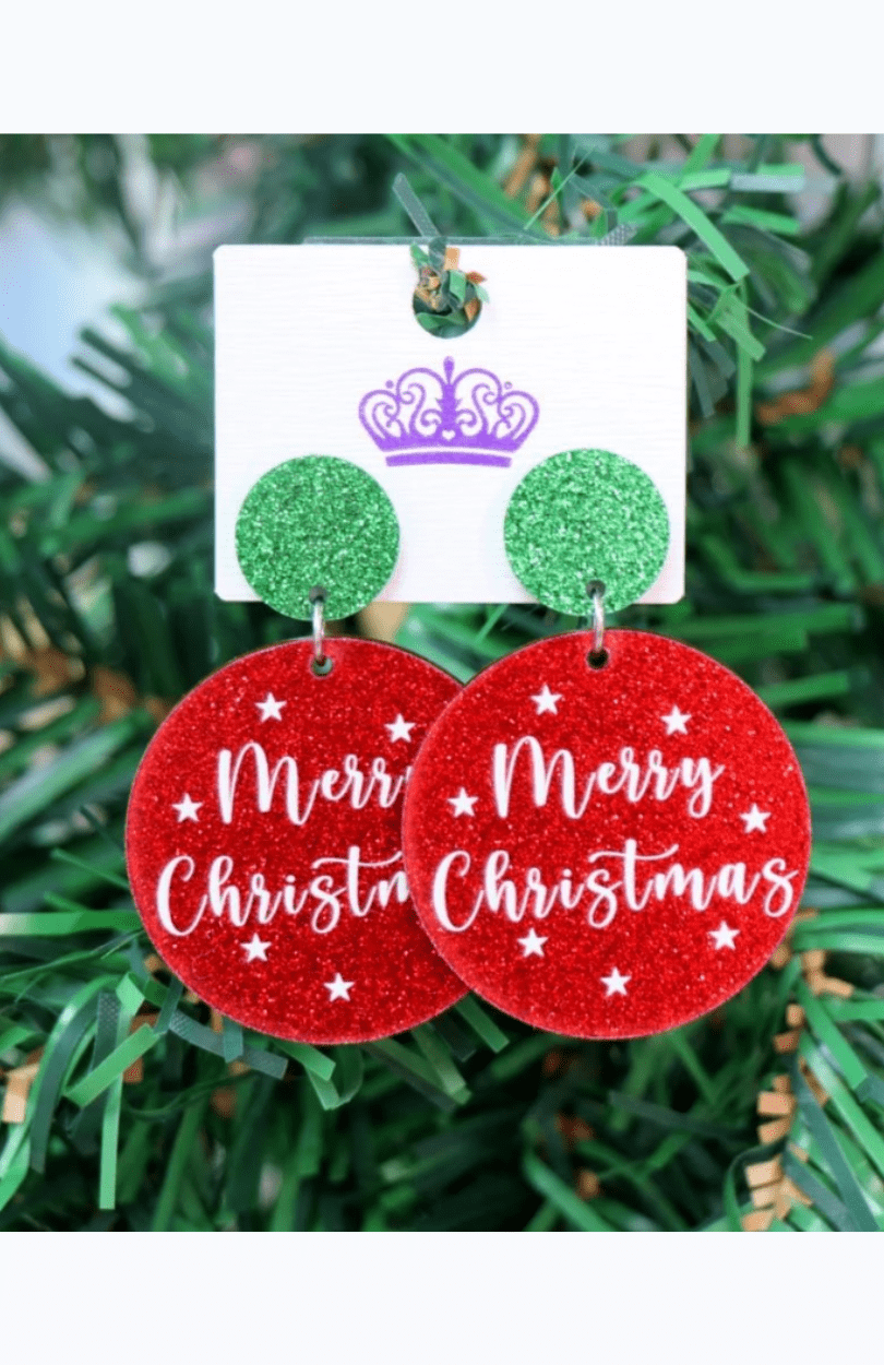Christmas Earrings - Merry Christmas - Glitterbugs - Splash Swimwear  - Christmas, earrings, glitterbugs - Splash Swimwear 