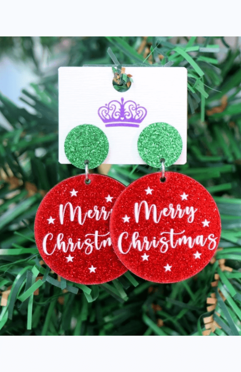 Christmas Earrings - Merry Christmas - Glitterbugs - Splash Swimwear  - Christmas, earrings, glitterbugs - Splash Swimwear 