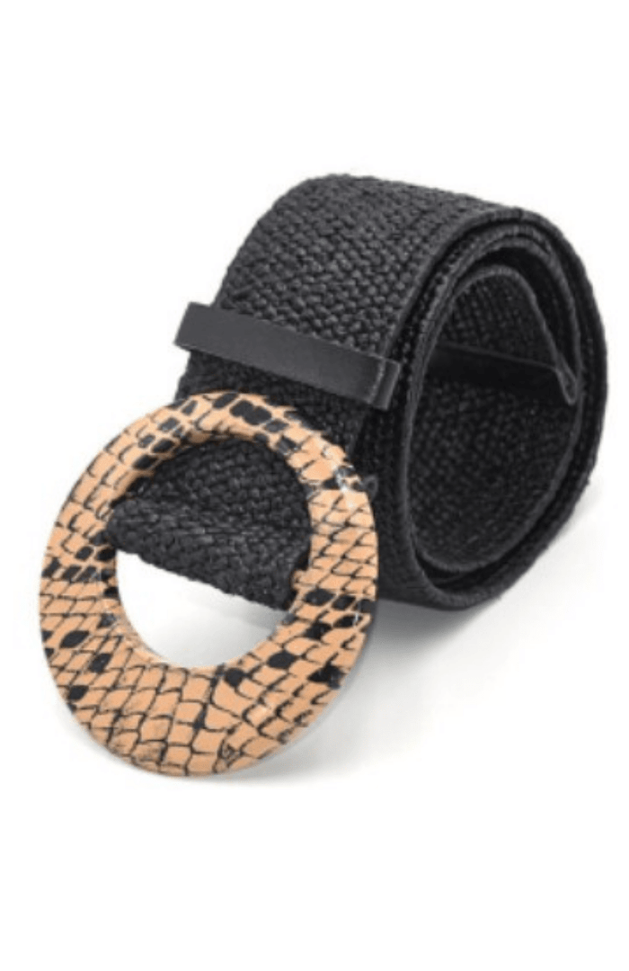 Braided Stretchy Belt with Snake Print Buckle - Splash Swimwear - Splash Swimwear  - accessories, belts - Splash Swimwear 