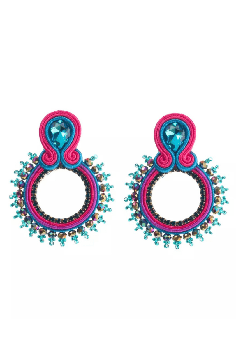 Crystal Beaded Pendant Earrings - Glitterbugs - Splash Swimwear  - earrings, Feb22, glitterbugs - Splash Swimwear 