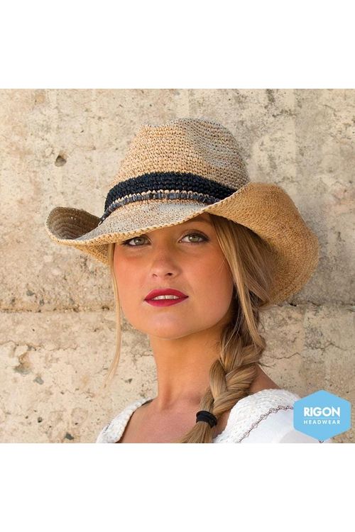 Castaway Handwoven Raffia Cowboy - Rigon Headwear - Splash Swimwear  - hat, hats, rigon - Splash Swimwear 