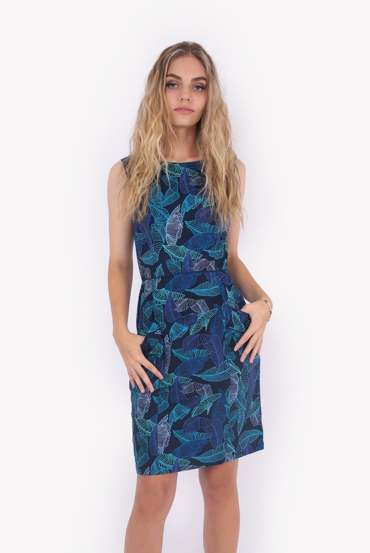 Sydney Dress - Navy Leaf - OM Designs - Splash Swimwear  - Dresses, Mar22, OM Designs - Splash Swimwear 