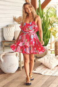 Charlotta Mini Dress - Cerise Print - Jaase - Splash Swimwear  - Dresses, jaase, Nov22, SALE, women clothing - Splash Swimwear 