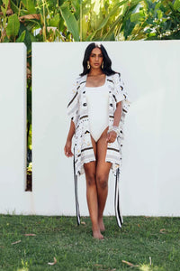 Zahlia Short Kimono Tribal - White - Possi the Label - Splash Swimwear  - Dec22, kimonos, possi the label, Womens - Splash Swimwear 