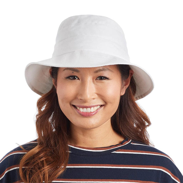 Womens Gold Bucket Hat - White - Rigon Headwear - Splash Swimwear  - hats, Mar23, new accessories, new arrivals, rigon - Splash Swimwear 