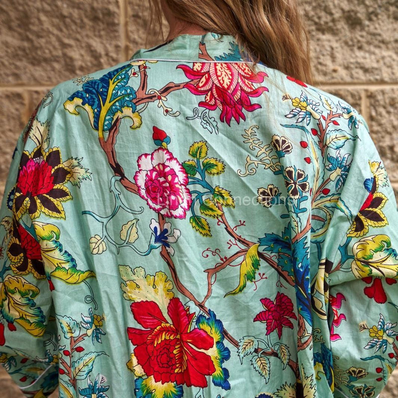 Cotton Kimono / Robe - Floral Multi - Linen Connection - Splash Swimwear  - Jan23, kaftans & cover ups, kimonos, Linen Connection, splash, Womens - Splash Swimwear 