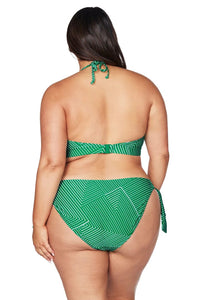 Linear Perspective Tie Side Curve Fit Bikini Pant - Green - Artesands - Splash Swimwear  - artesands, Bikini Bottom, new arrivals, new swim, Oct22, women swimwear - Splash Swimwear 