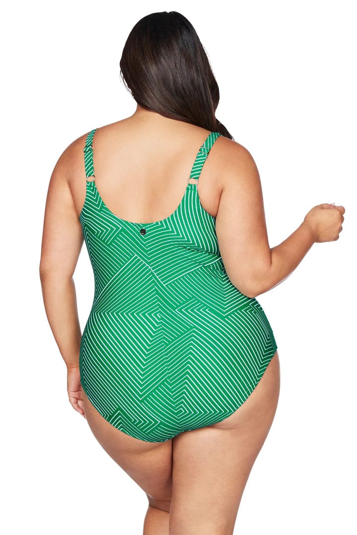 Linear Perspective Delacroix One Piece - Green – Splash Swimwear