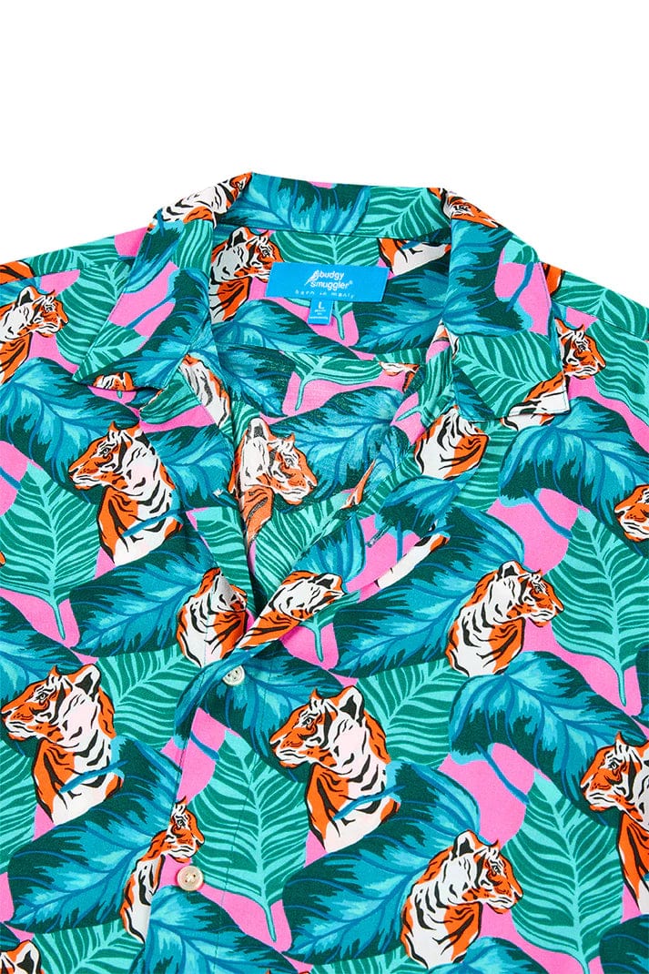 Crouching Tiger Hidden Budgy Hawaiian Party Shirt - Budgy Smuggler - Splash Swimwear  - April23, Budgy Smuggler, mens clothing, mens shirt - Splash Swimwear 