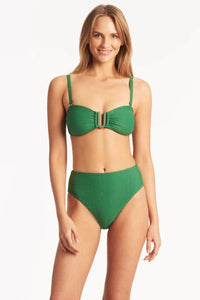 Honeycomb U Bar Bandeau Bikini Top - Green - Sea Level - Splash Swimwear  - Bikini Tops, Mar23, Sea Level - Splash Swimwear 