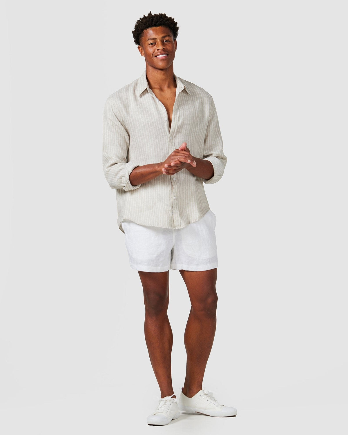 Linen Long Sleeve Shirt - Brown Stripe - Vacay Swimwear - Splash Swimwear  - mens, mens clothing, mens shirts, oct21, vacay - Splash Swimwear 