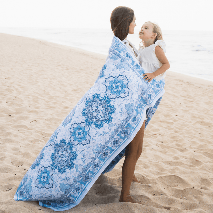 Moroccan Vintage Blue (Premium) - XL - SomerSide - Splash Swimwear  - beach towels, SomerSide - Splash Swimwear 