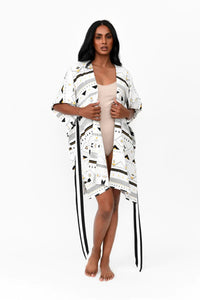 Zahlia Short Kimono Tribal - White - Possi the Label - Splash Swimwear  - Dec22, kimonos, possi the label, Womens - Splash Swimwear 