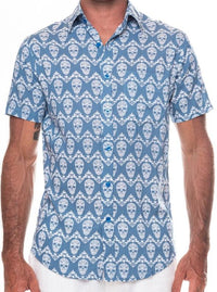 Men's Slim Fit Shirt - Reis Blue - Bouton Bleu - Splash Swimwear  - bouton bleu, Bouton Bleu men, mens, mens clothing, mens shirts - Splash Swimwear 
