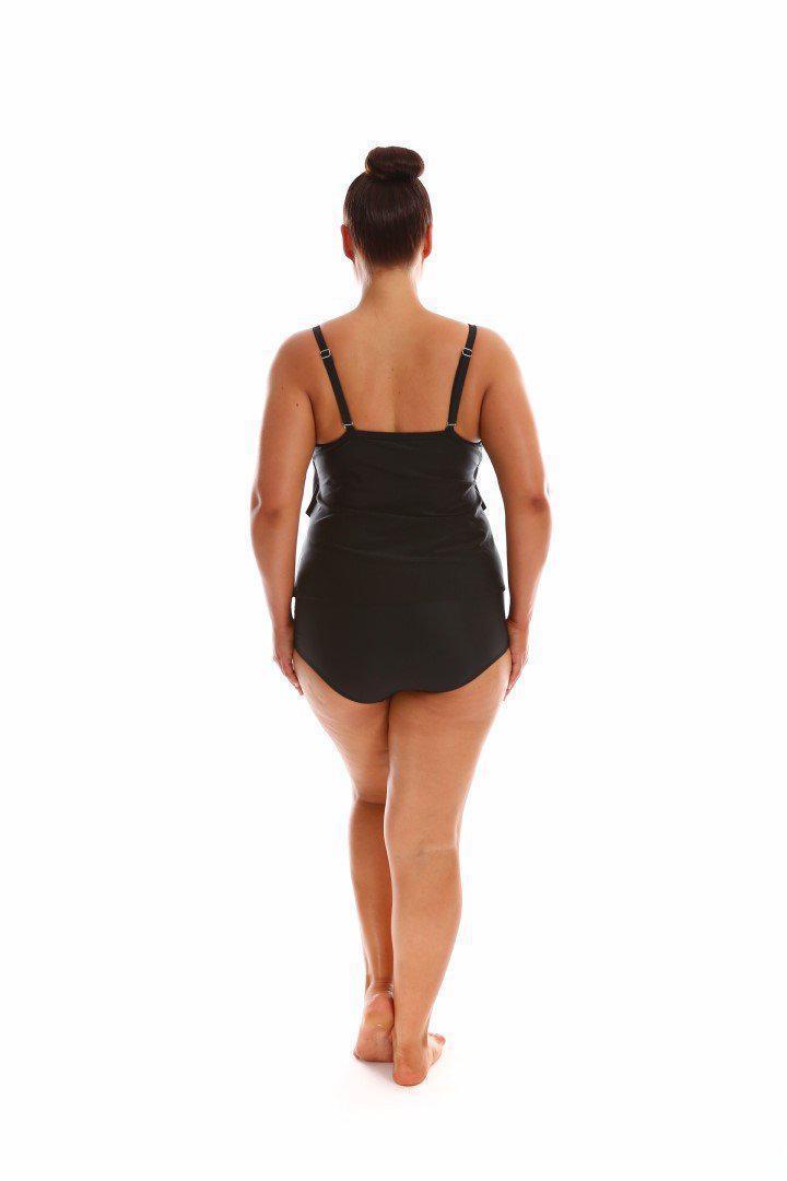 3 Tier One Piece - Black - Capriosca - Splash Swimwear  - B1G1, capriosca, May22, One Pieces, plus size, womens swim, womens swimwear - Splash Swimwear 