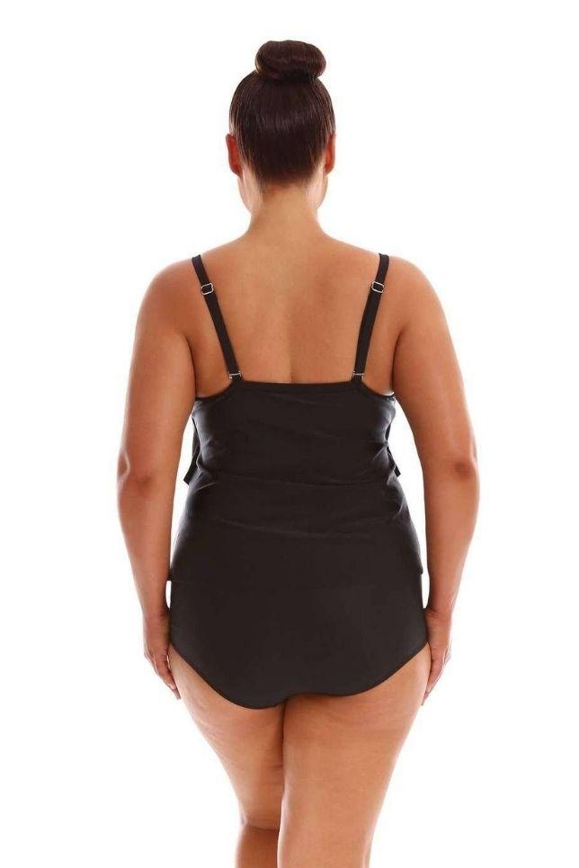 Capriosca 3 Tier Tankini Top - Black Splash Swimwear Womens Swimwear