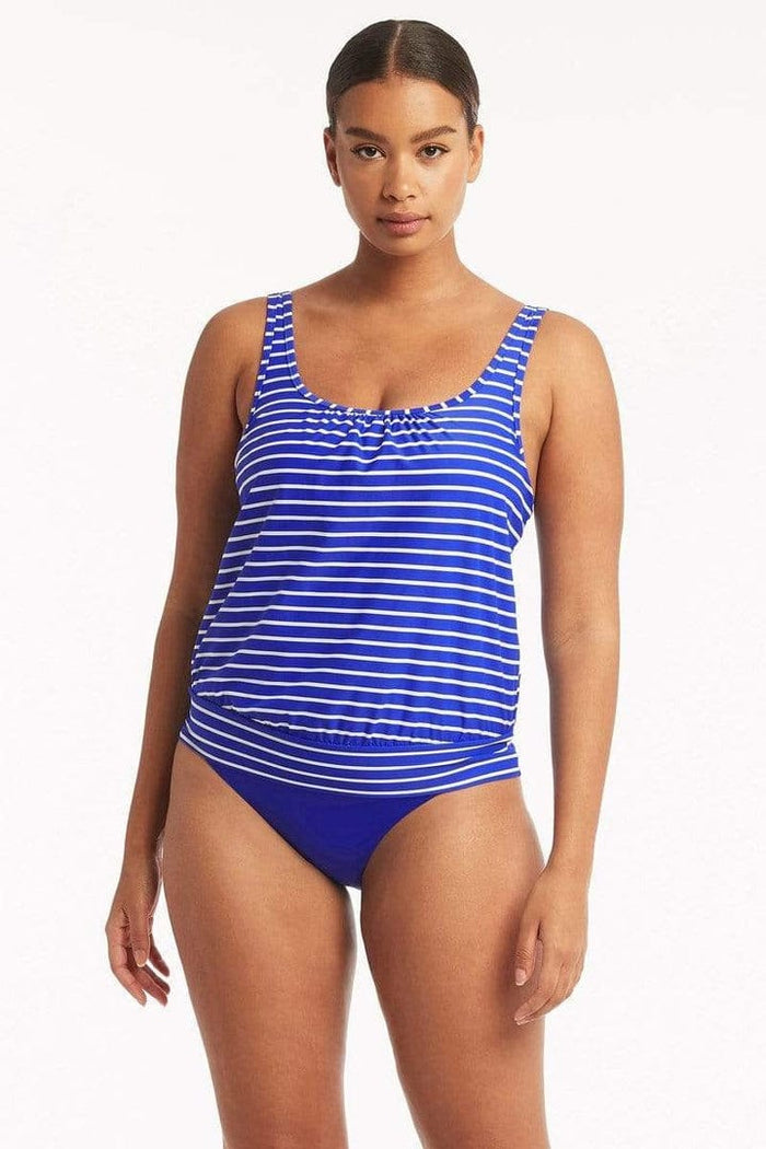Chamarel Blouson Multifit Singlet - Cobalt* - Sea Level - Splash Swimwear  - blouson, June22, sea level, tankini tops, Women Singlets, Womens, womens swim - Splash Swimwear 