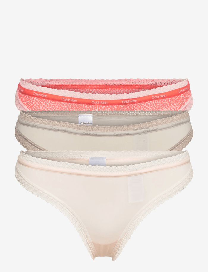 Bottom Up Thongs  - Sanke/ Dove/ Coral - Calvin Klein - Splash Swimwear  - calvin klein, lingerie, Mar22, Womens - Splash Swimwear 
