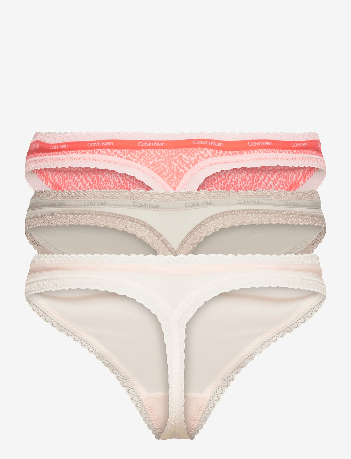 Bottom Up Thongs  - Sanke/ Dove/ Coral - Calvin Klein - Splash Swimwear  - calvin klein, lingerie, Mar22 - Splash Swimwear 