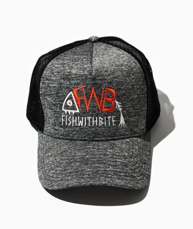 Fish With Bite 'FWB Logo' Cap with Mesh Back | Dark Grey Melange FWBCM-101 Splash Swimwear Mens Accessories Mesh Back/ Dark Grey Melange / O/S 1000015200