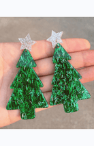 Glitterbugs Acrylic Glitter Christmas Tree Earrings Splash Swimwear Womens Accessories Green 1000014406