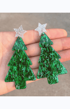 Glitterbugs Acrylic Glitter Christmas Tree Earrings Splash Swimwear Womens Accessories Green 1000014406