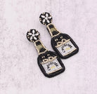 Glitterbugs Beaded Champagne Bottle Earrings Splash Swimwear Earrings Black 1000011673